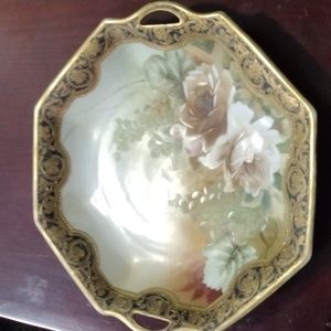 Antique Morimura Bros Nippon Octagon Bowl ~ Porcelain Floral Gold Moriage ~ 1891